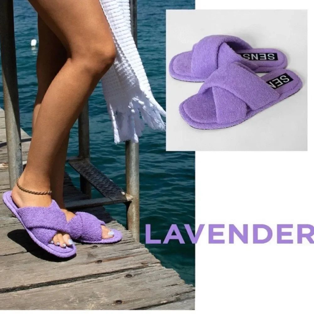 SENSO Inka IV Lavender Terry Towel Slides Sz 8